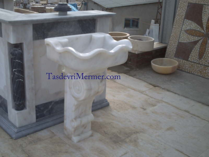 Mermer Levabo Afyon Beyaz Yelpaze